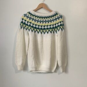 Women's Patterned Nordic Style Hand-Knit Sweater Size M